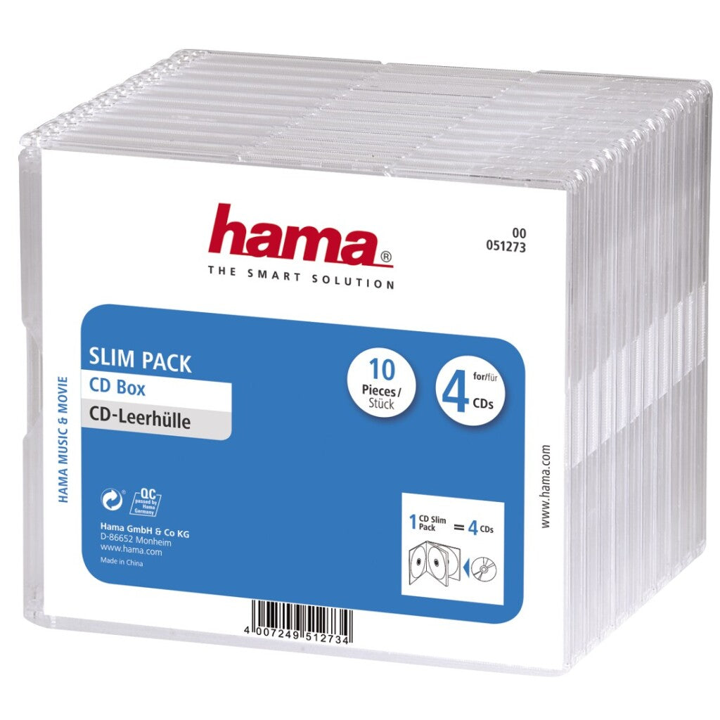 Hama CD-bokser #039;Slim-Pack #039;4 per 10