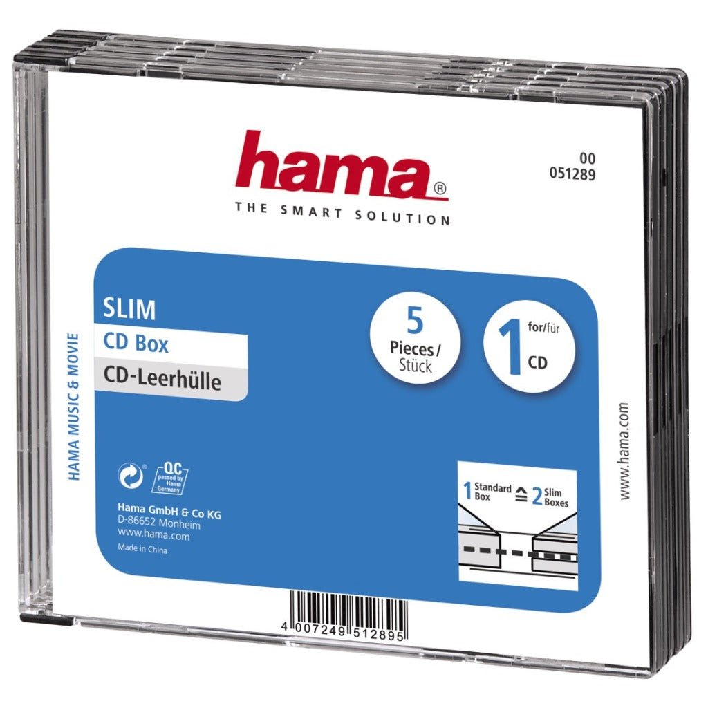 HAMA CD Box Slim 5-paket Transparent Black