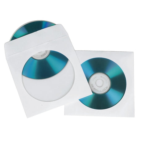Hama Pochettes de protection pour CD DVD papier blanc 100 pièces