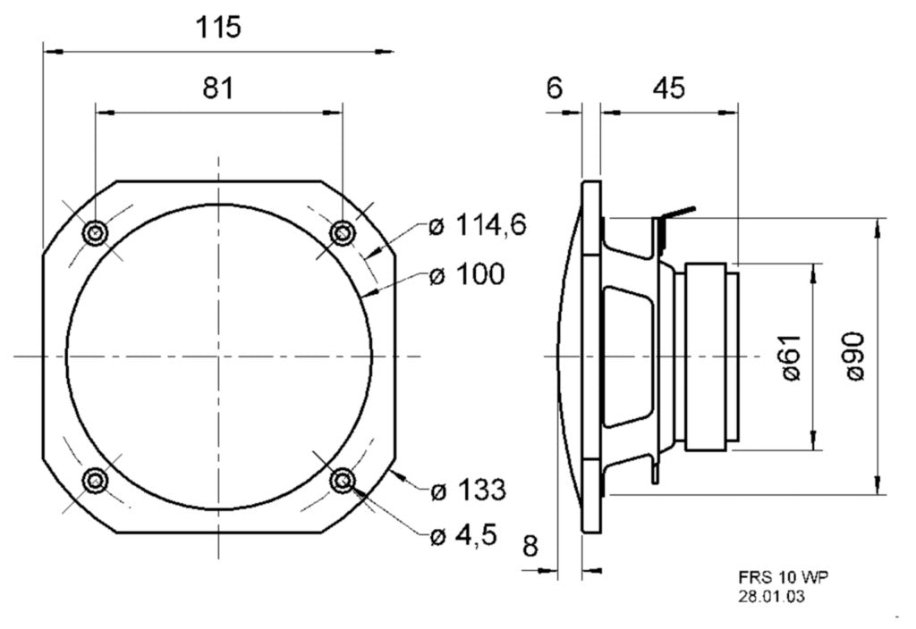 Visaton Visaton vs-FRS10 WP 4W reproduktoru plného dosahu 10 cm (4) 4 ohm bílá