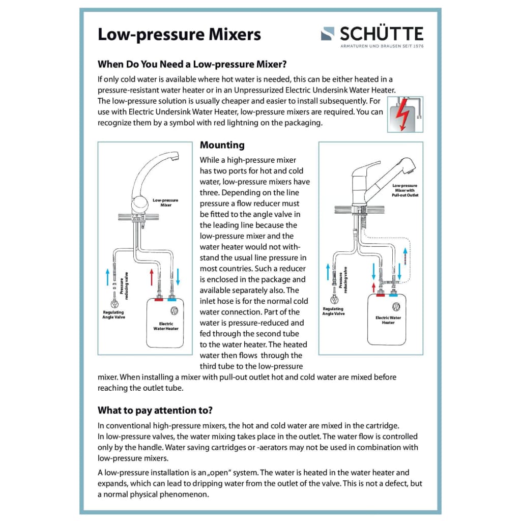 Schütte Schütte one -button mixer Tassoni low pressure chrome -colored