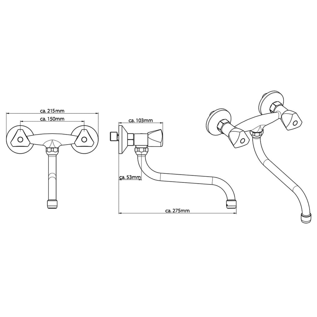 Schüte SchüteTe Two -Button Wall Mixer Cesti Chrome -farvet