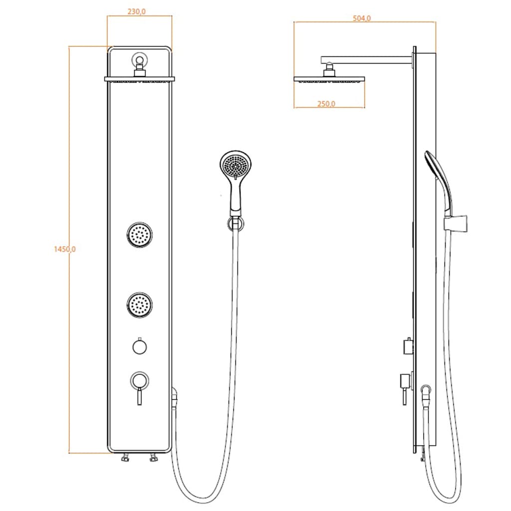 Schütte Schütte shower panel with a button tap Glasduschanel Glas Anthracite