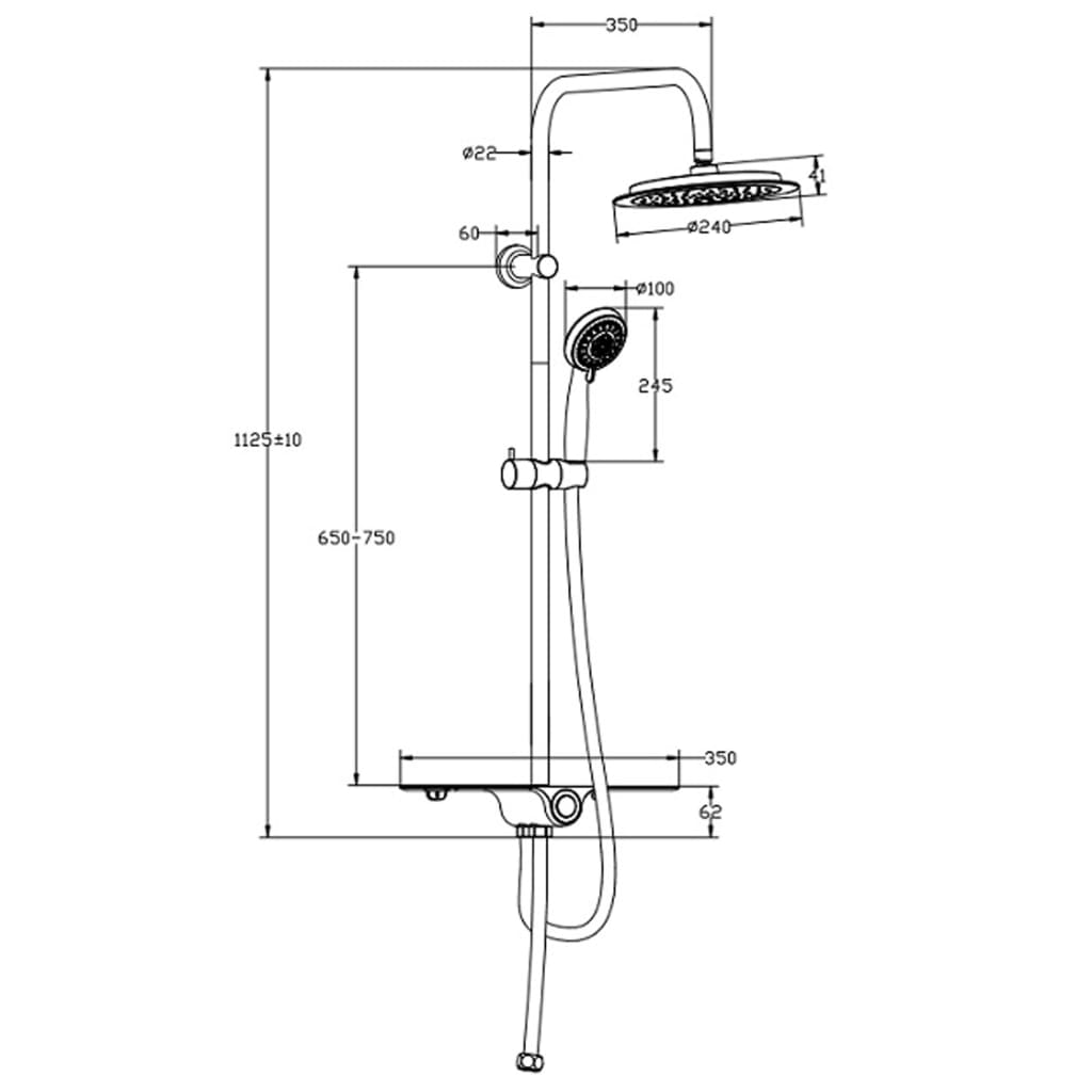 Schütte Schütte rain shower set with Plateau Aquastar White and Chrome -colored