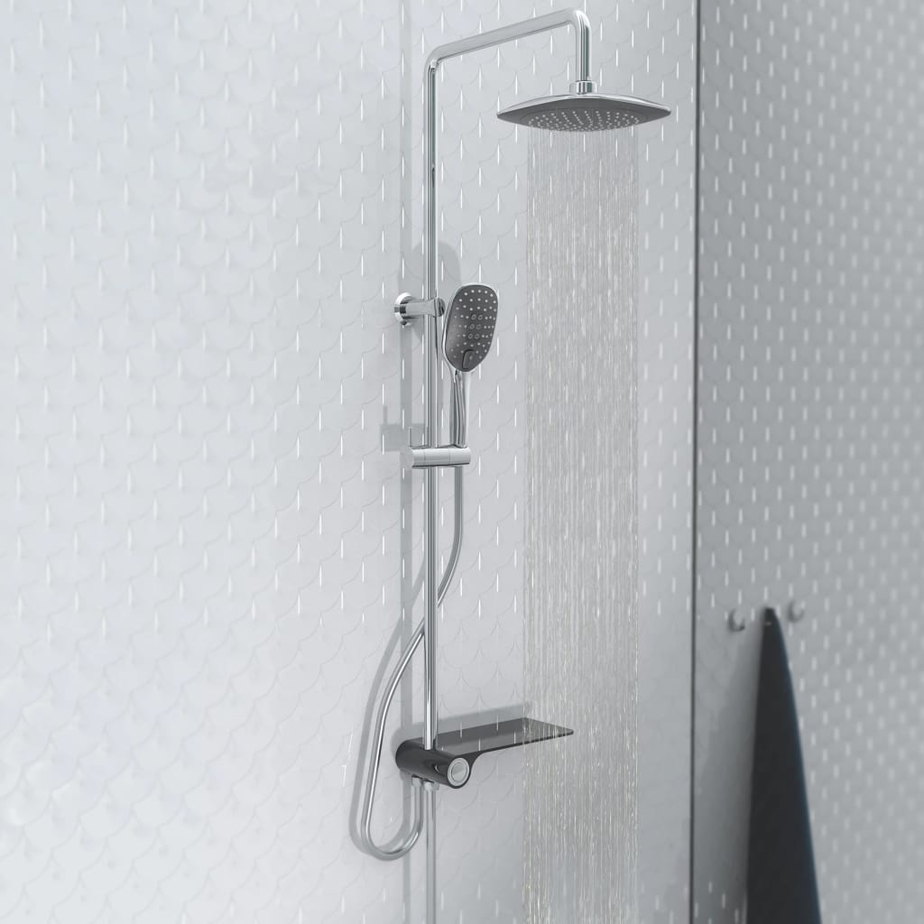 Schütte Schütte Rain shower set with side plateau aquastar chrome-colored anthacite