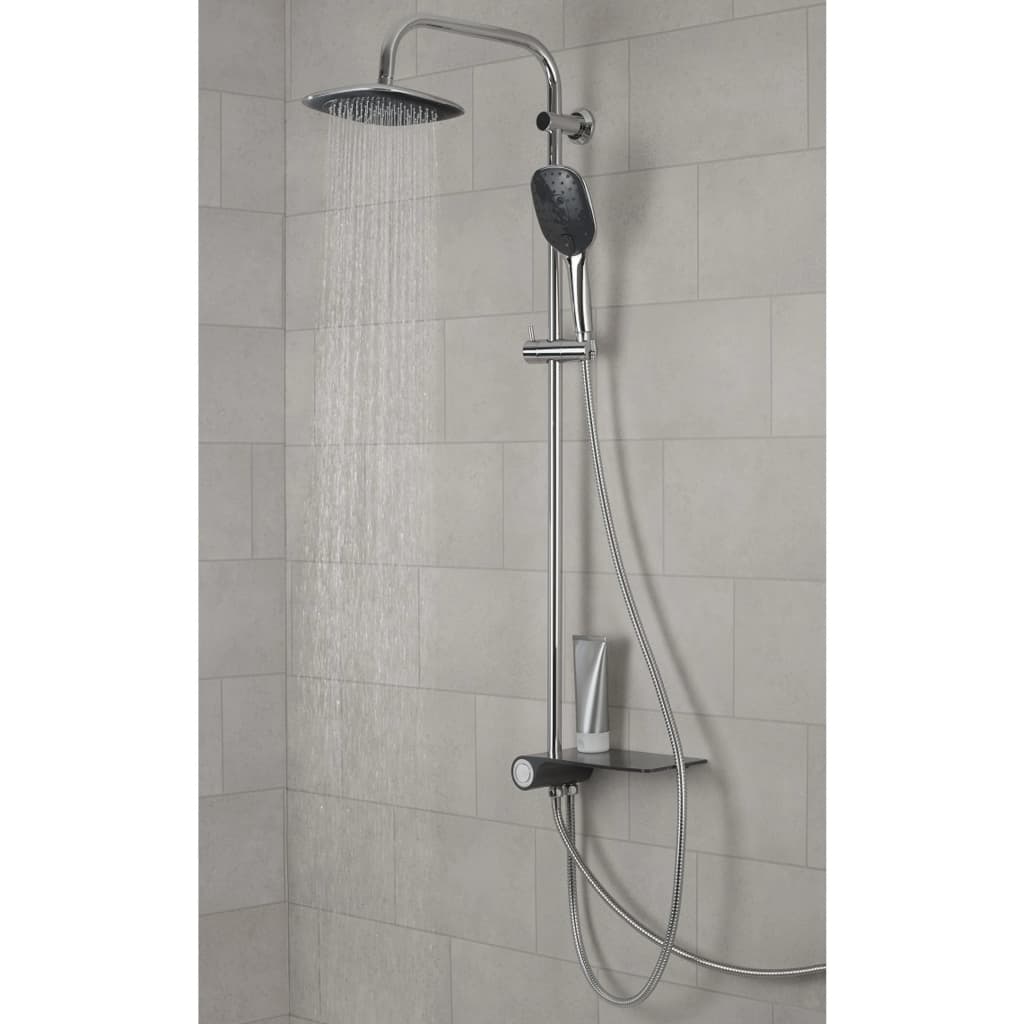 SCHUTTE PLAIN DOUCH SECH avec plateau latéral Aquastar chromé