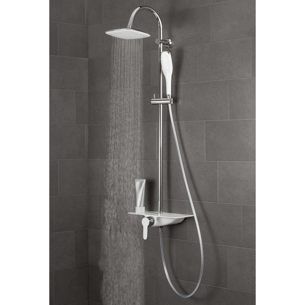 Ensemble de douche de pluie Schütte avec un robinet et un plateau de la voie navigable-blanc-blanc
