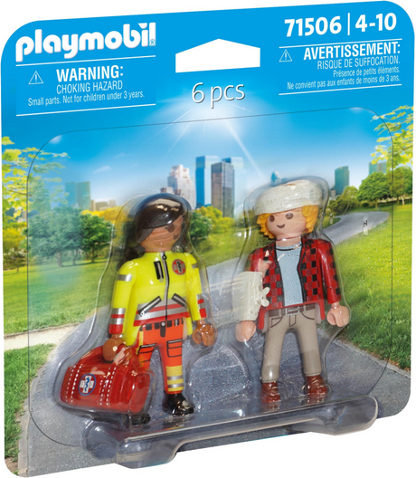 Playmobil duopacks ambulancier avec patient - 71506