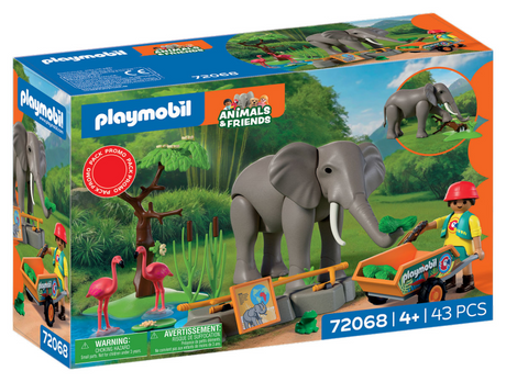 Playmobil animaux amis éléphant avec gardien de zoo - 72068