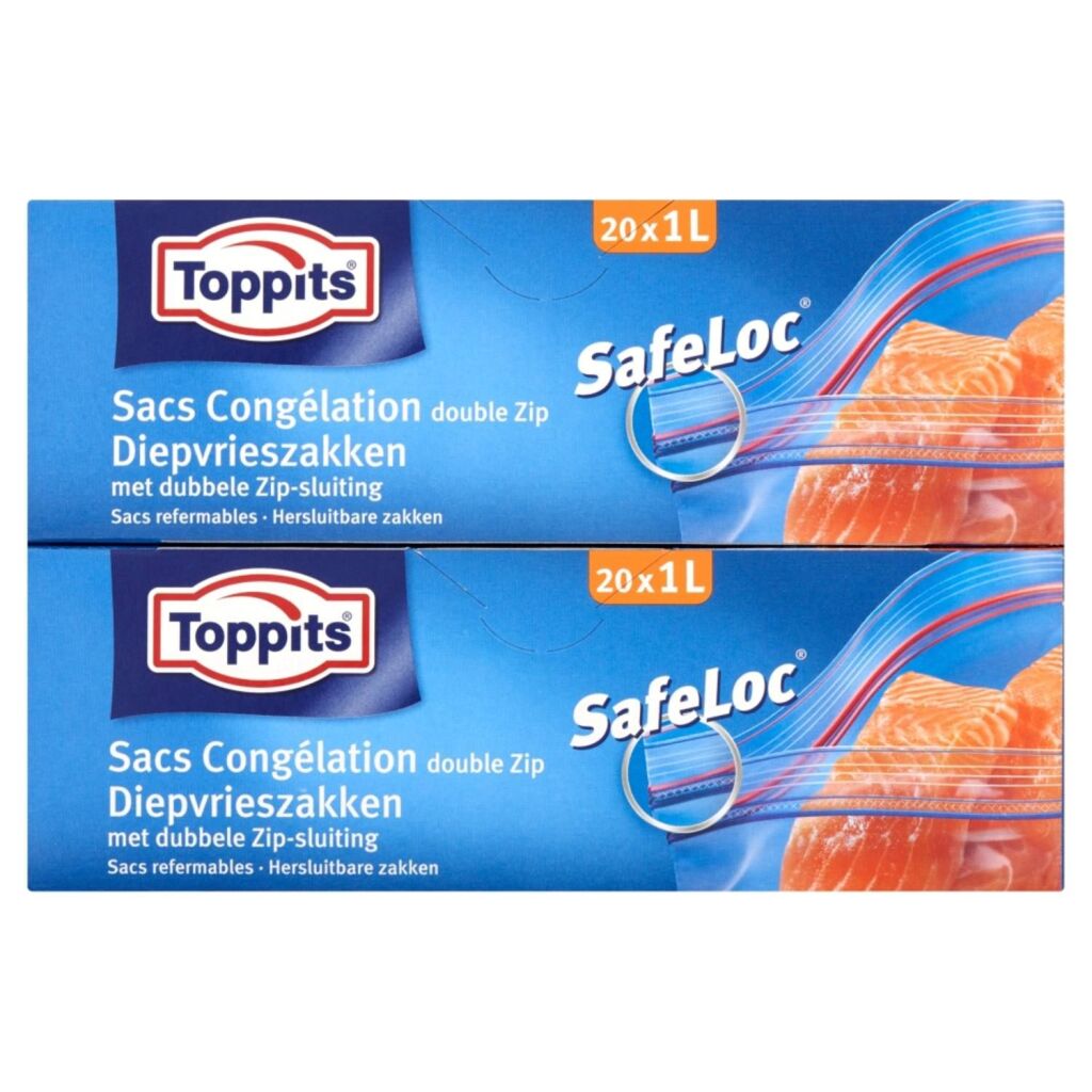 Toppits Toppits Safeloc Zip-Diepvoedzaks 1L 20 pieces