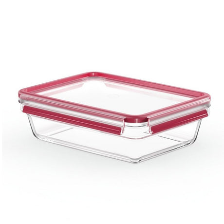 Emsa n1041100 récipient de conservation alimentaire en verre à clipser et fermer 2l 11,8x6,9 cm 19,7x8 cm rouge