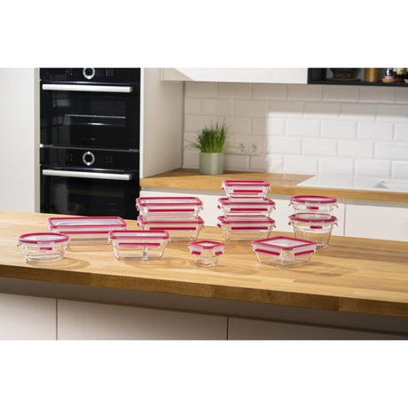 Emsa n1041100 récipient de conservation alimentaire en verre à clipser et fermer 2l 11,8x6,9 cm 19,7x8 cm rouge