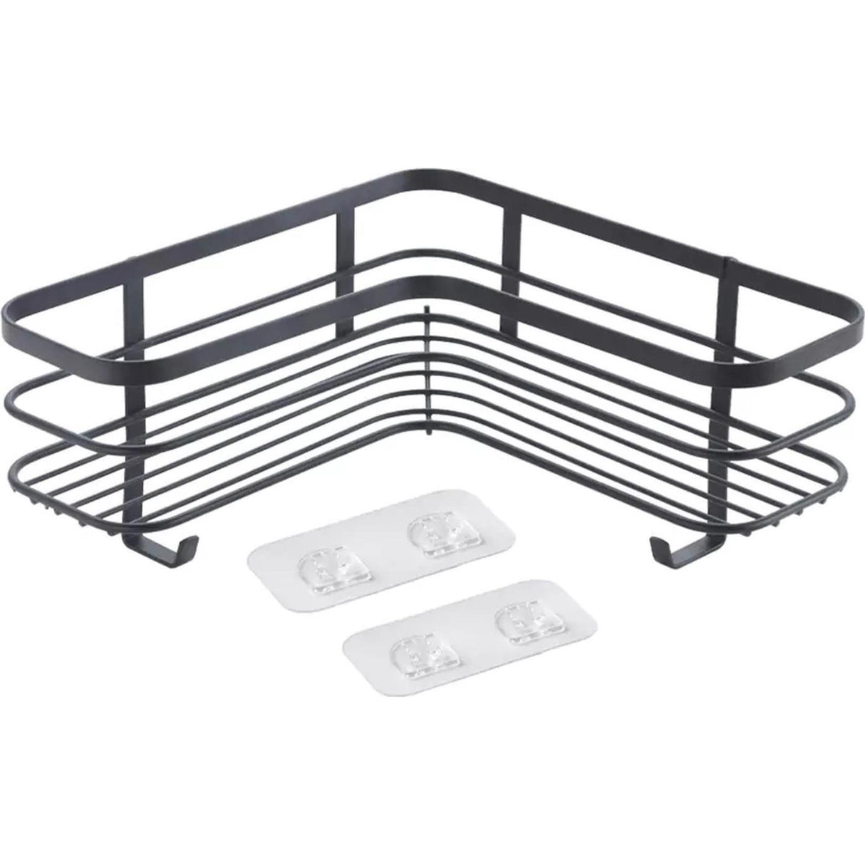 Metaltex origin support d'angle de douche touch lava 25x25x13cm noir mat (à suspendre sans perçage)