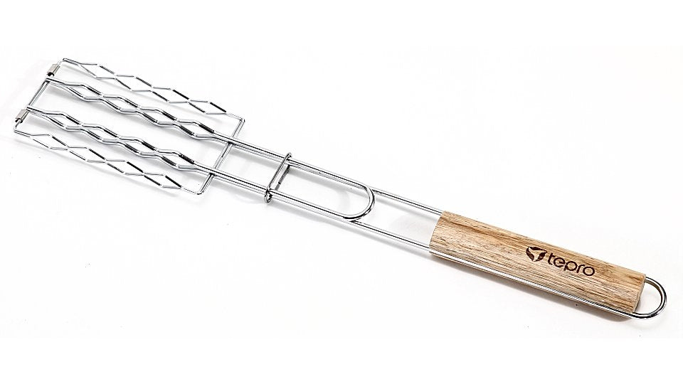 Pince à saucisses barbecue Tepro 8527 pour 4 saucisses avec manche en bois 51 cm