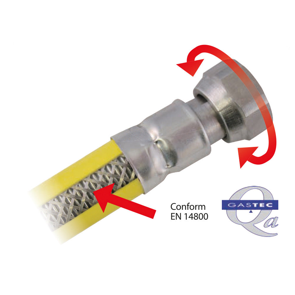 Scanpart Gas Connection Set rostfritt stålflexibel 125 cm