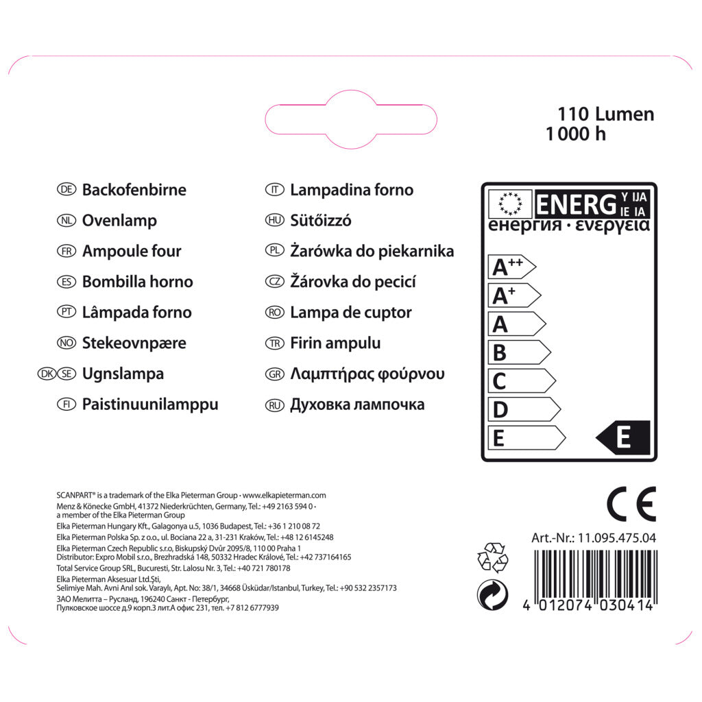 Lampe four Scanpart e14 15w 300gr tube a2