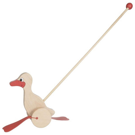 Goki en bois push figure canard naturel