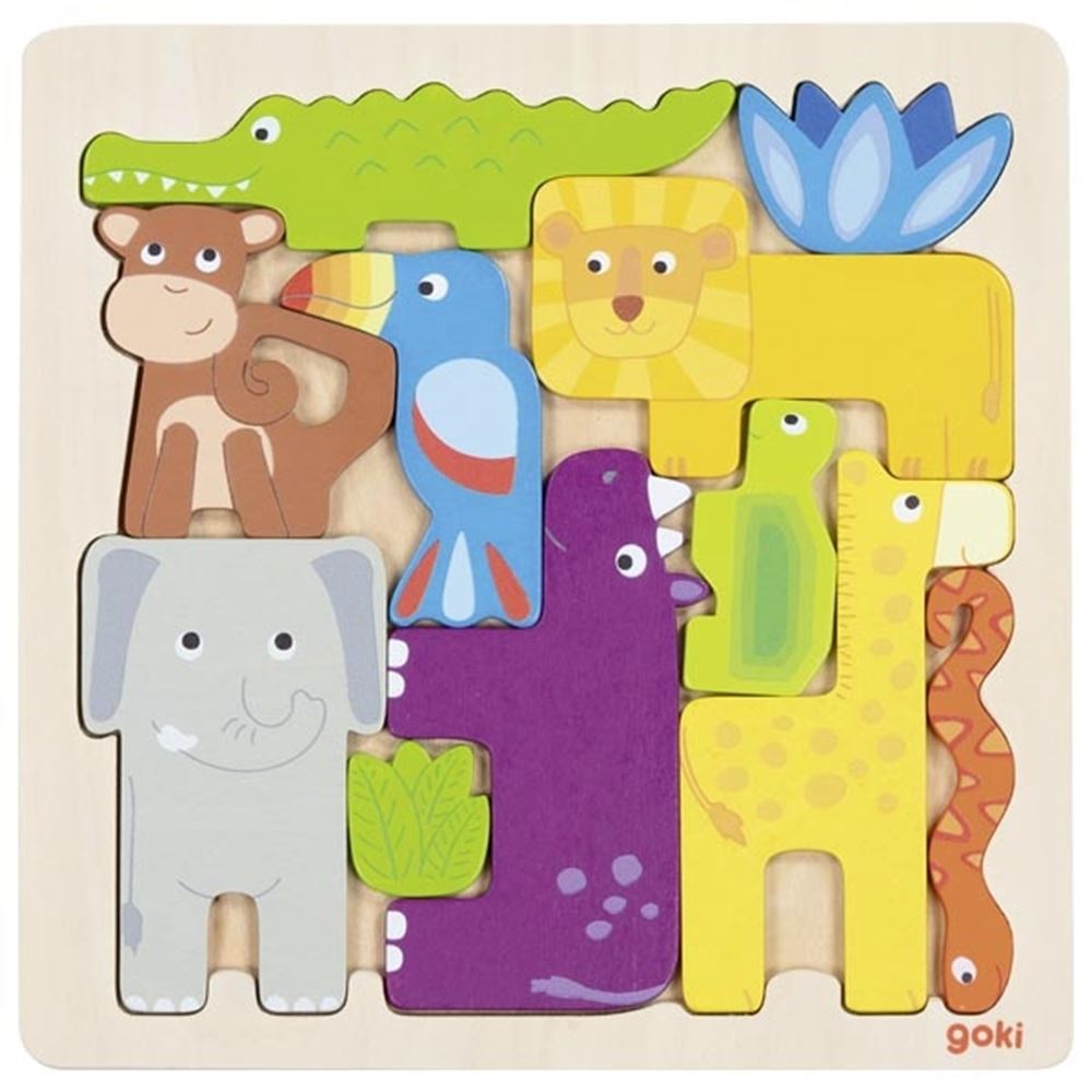 Safari puzzle en bois Goki, 11 pièces.