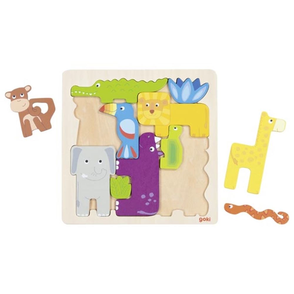 Safari puzzle en bois Goki, 11 pièces.
