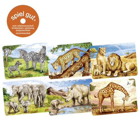 Mini puzzle en bois Goki - animaux sauvages 24 pcs.