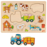 Tracteur puzzle bouton avec remorques. 9 parties