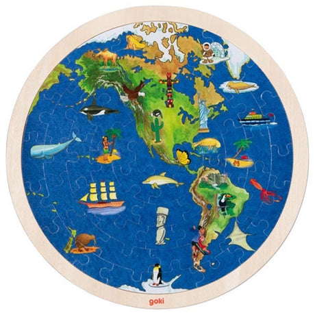Goki Double-Sived Wooden Puzzle - Globe, 57st.