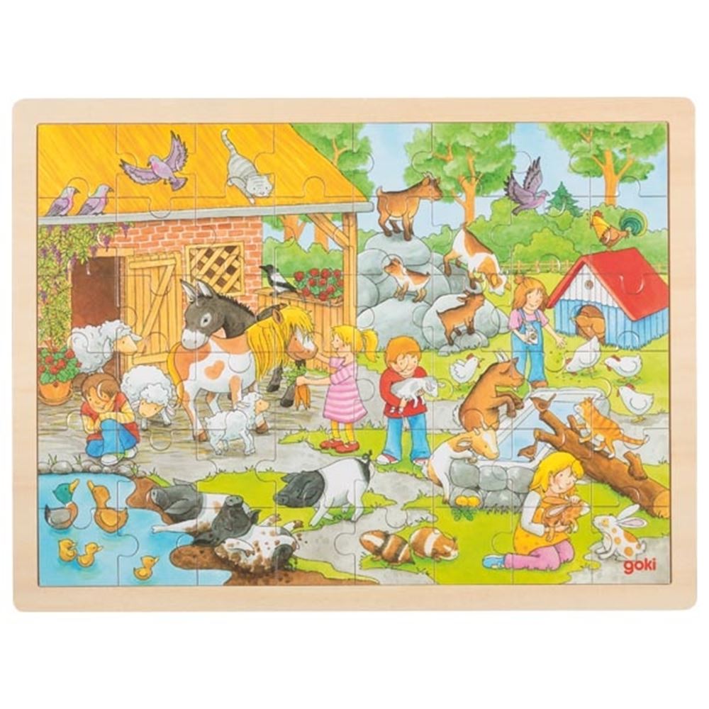 Goki Wooden Jigsaw Puzzle Children's Farm, 48e.