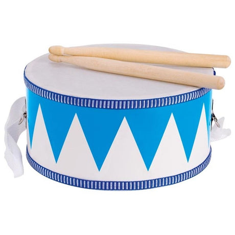 Tambour en bois goki avec des bâtons bleu blanc