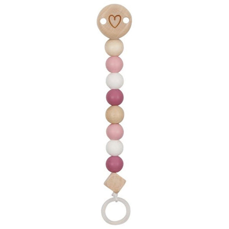 Goki Wooden Pacificier Chain Heart Pink