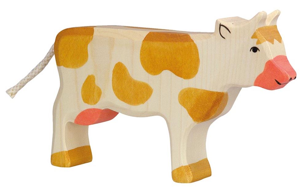 Vache Holztiger, debout, brune. 17,5 cm.