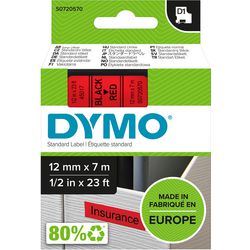 Rubans dymo d1 polyester 12mmx7m noir-rouge brillant