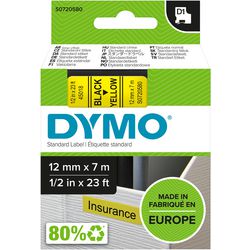 Rubans dymo d1 polyester 12mmx7m noir-jaune brillant