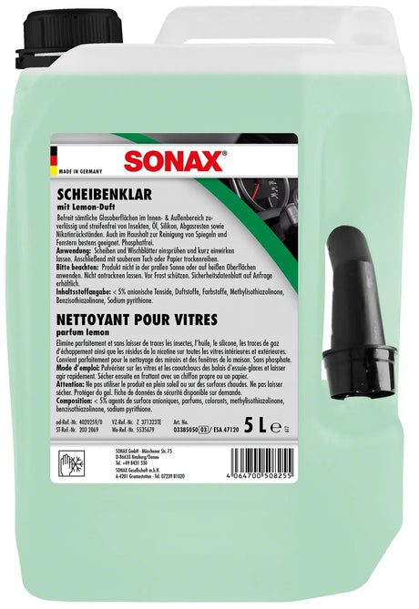 Sonax nettoyant pour vitres scheibenklar vitre de voiture transparent 5 litres. bidon en plastique