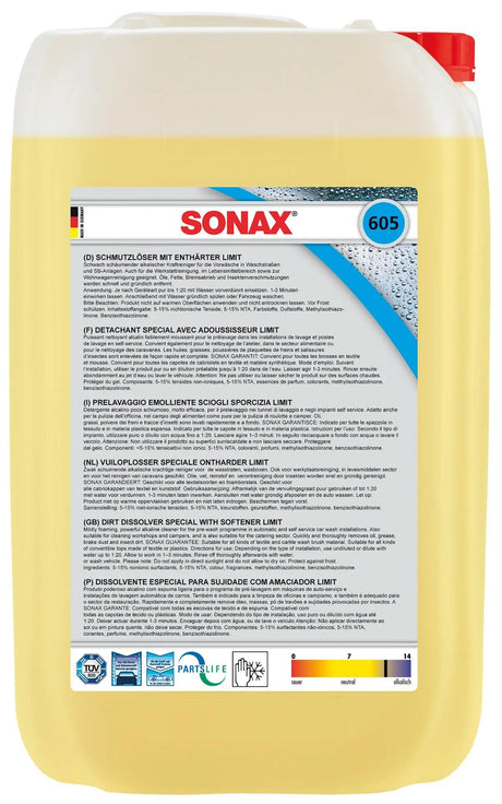 Sonax nettoyant schmutzlöser avec enthärter limite détachant avec enthaerte 25 litres. peut
