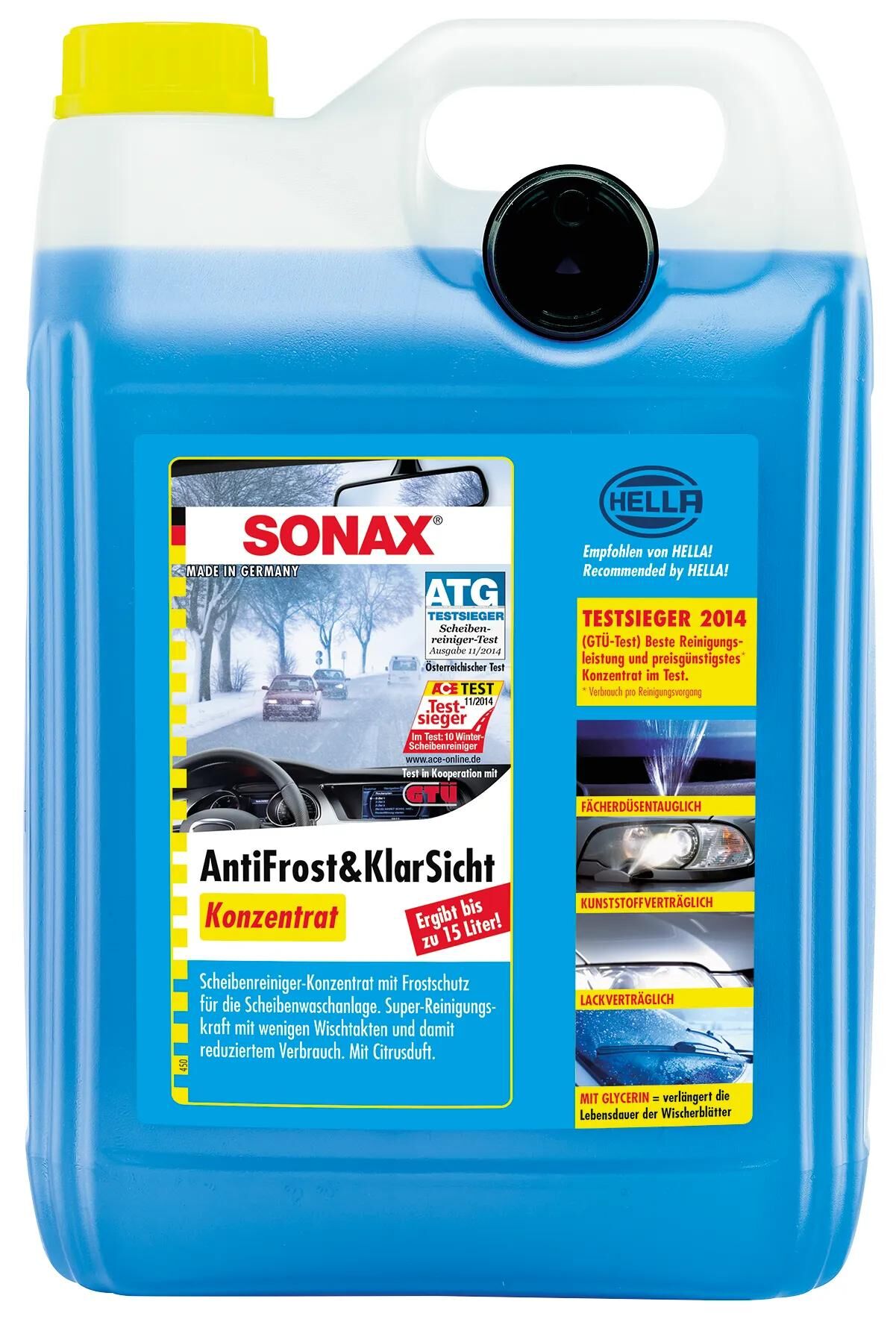 Sonax liquide pour vitres antigel antigel clair antirouille et vue dégagée 5 litres. plasticien