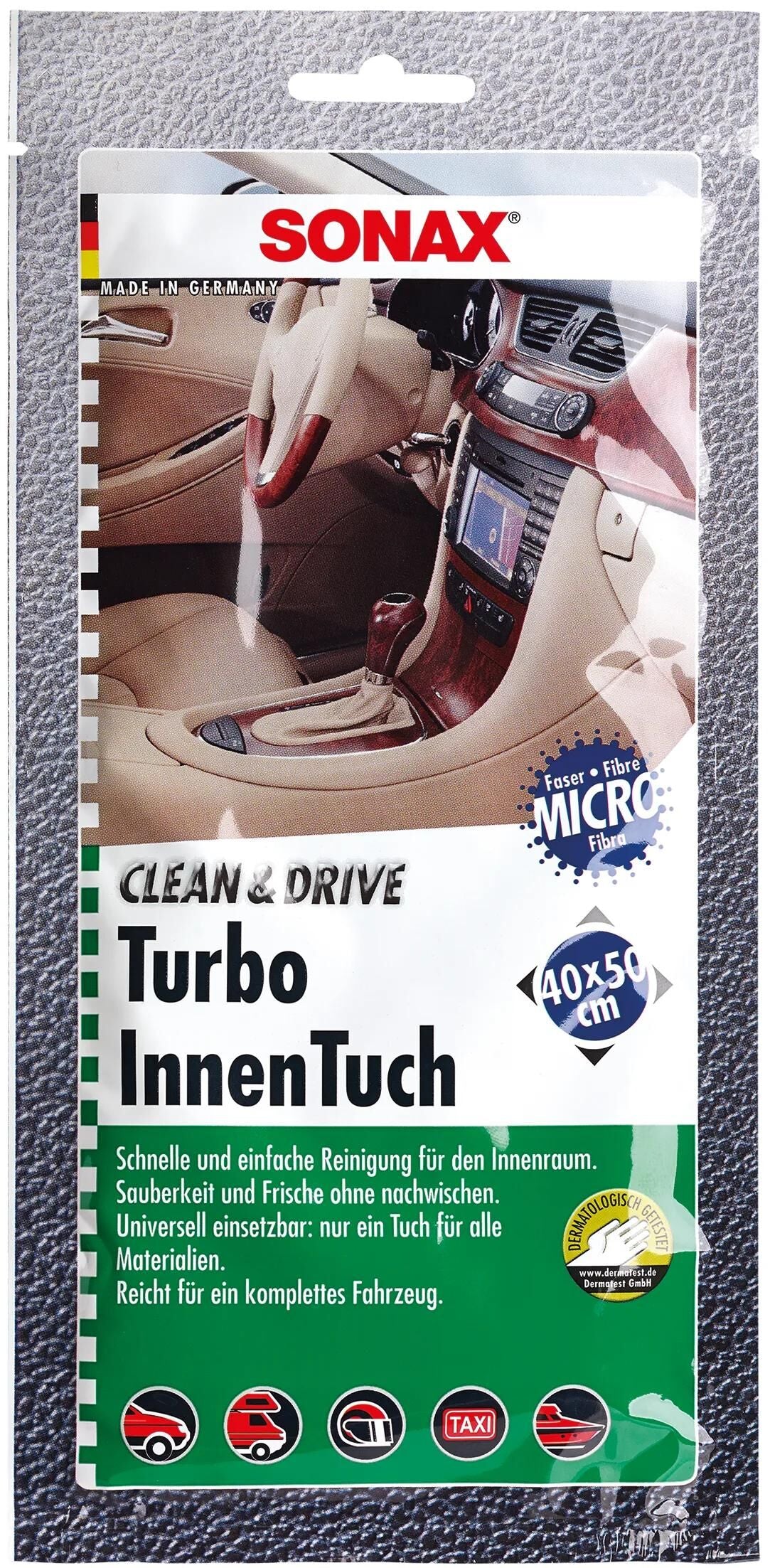 Sonax chiffon de nettoyage clean drive turboinnentuch chiffons de nettoyage 1er clean drive