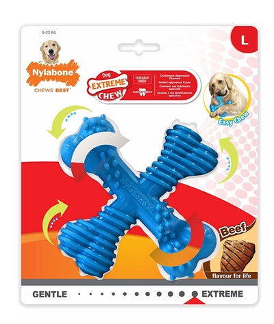 Nylabone Extreme Chew X-Bone Beef Blue