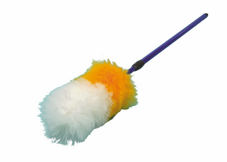 Plumeau coloré en laine d'agneau 60cm avec manche télescopique (95cm)