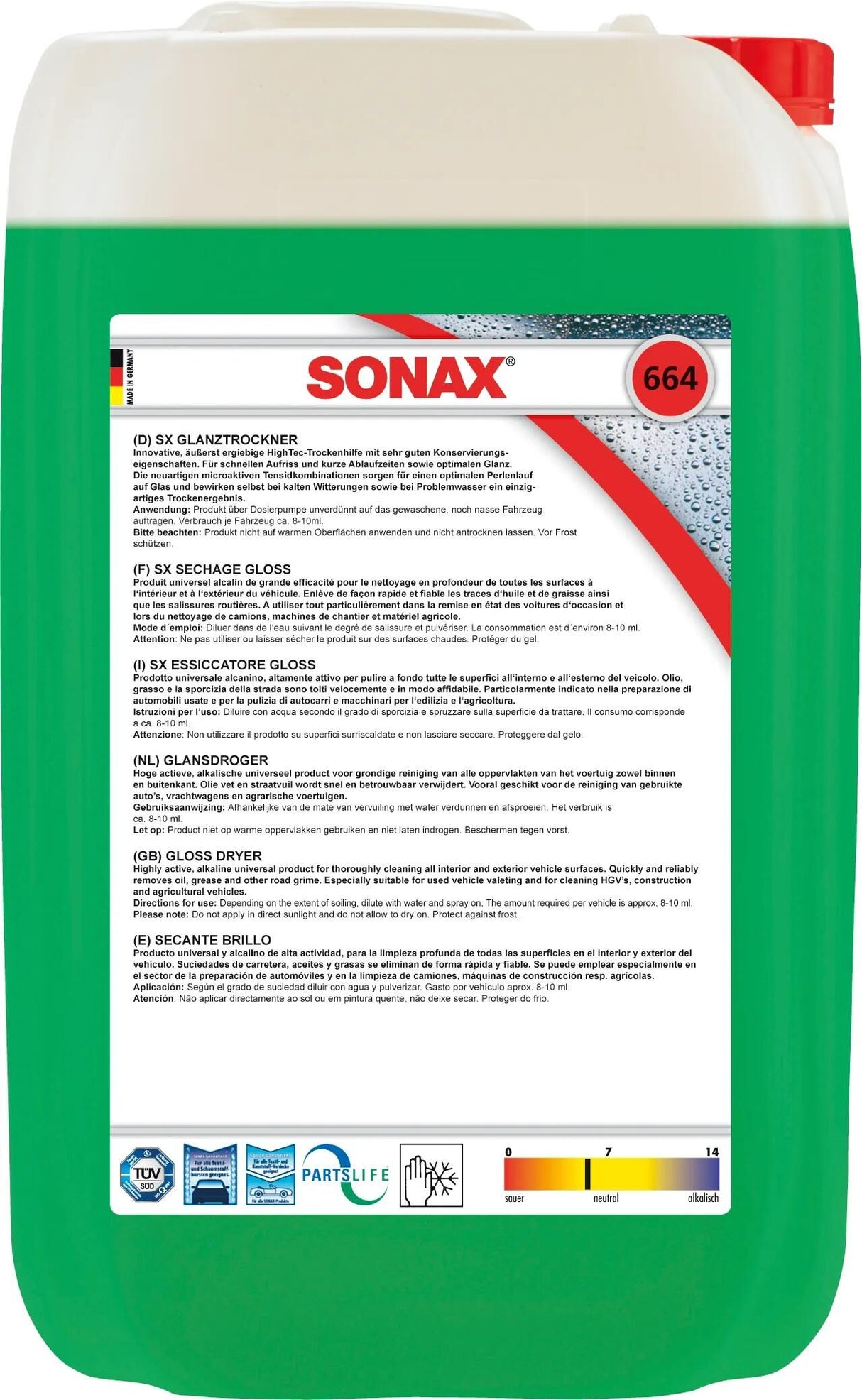 Sonax Additif de nettoyage Glanztrockner SX Glanz Dryer 25l