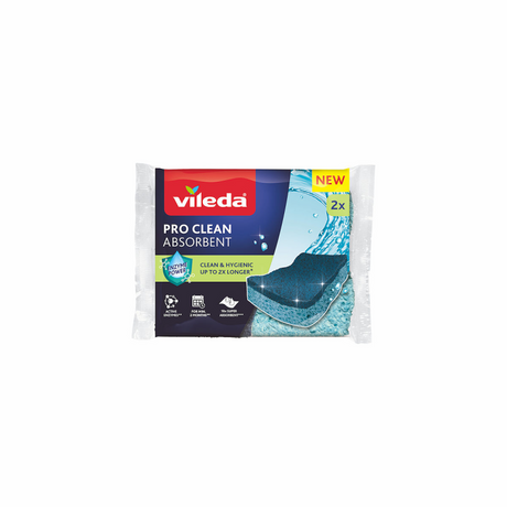 Vileda pro clean éponge avec enzymes - 2 par paquet