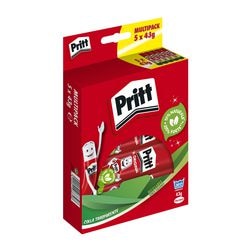 Bâton de colle Pritt original 5x43 grammes | avantage blister | adhésif en bâton de colle | bâton de colle pour le bureau de l'école | bâton de colle facile à utiliser et respectueux de l’environnement.