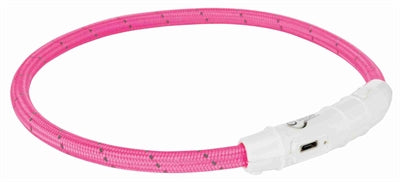 Trixie collar dog flash luz collar usb tpu nylon rosa