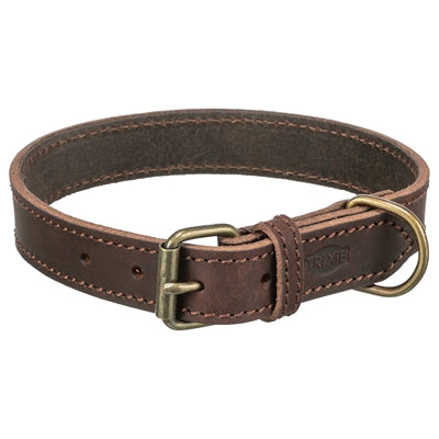 Trixie collier pour chien rustique cuir gras marron foncé