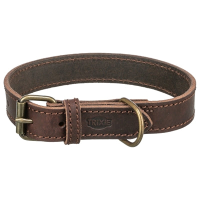 Trixie collier pour chien rustique cuir gras marron foncé