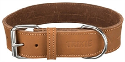 Trixie collar dog grasa rústica de cuero latido marrón marrón