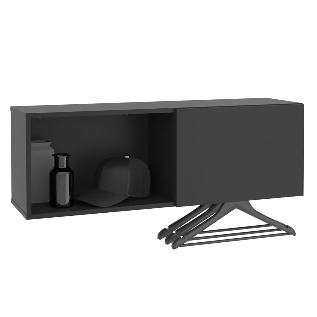 Rack de manteau mural FMD avec boîte 99.1x27.2x33cm noir