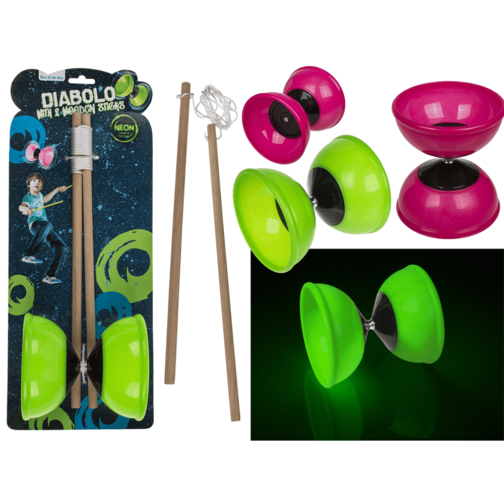 Diabolo avec 2 bâtons, phosphorescent.