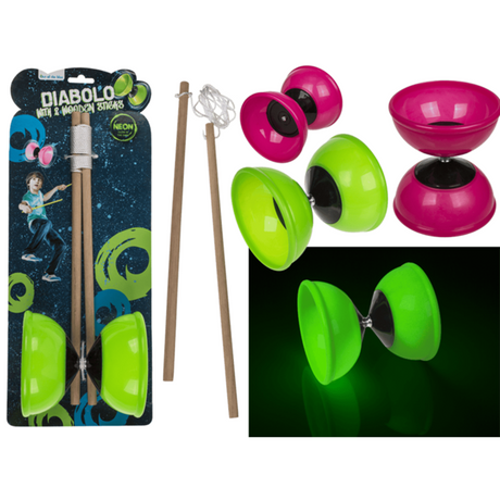 Diabolo avec 2 bâtons, phosphorescent.