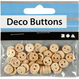 Boutons en bois Creativ company, d 8 mm, 2 trous, 50 pièces, 1 boîte