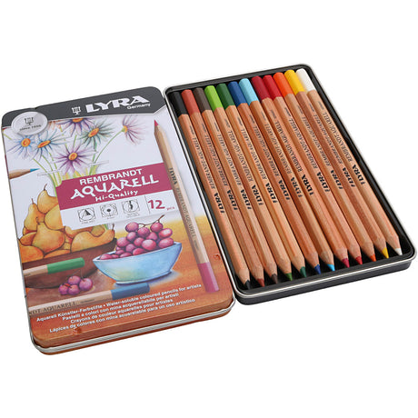 Crayons aquarelle Lyra Rembrandt, différentes couleurs, 12 pièces, 1 boîte